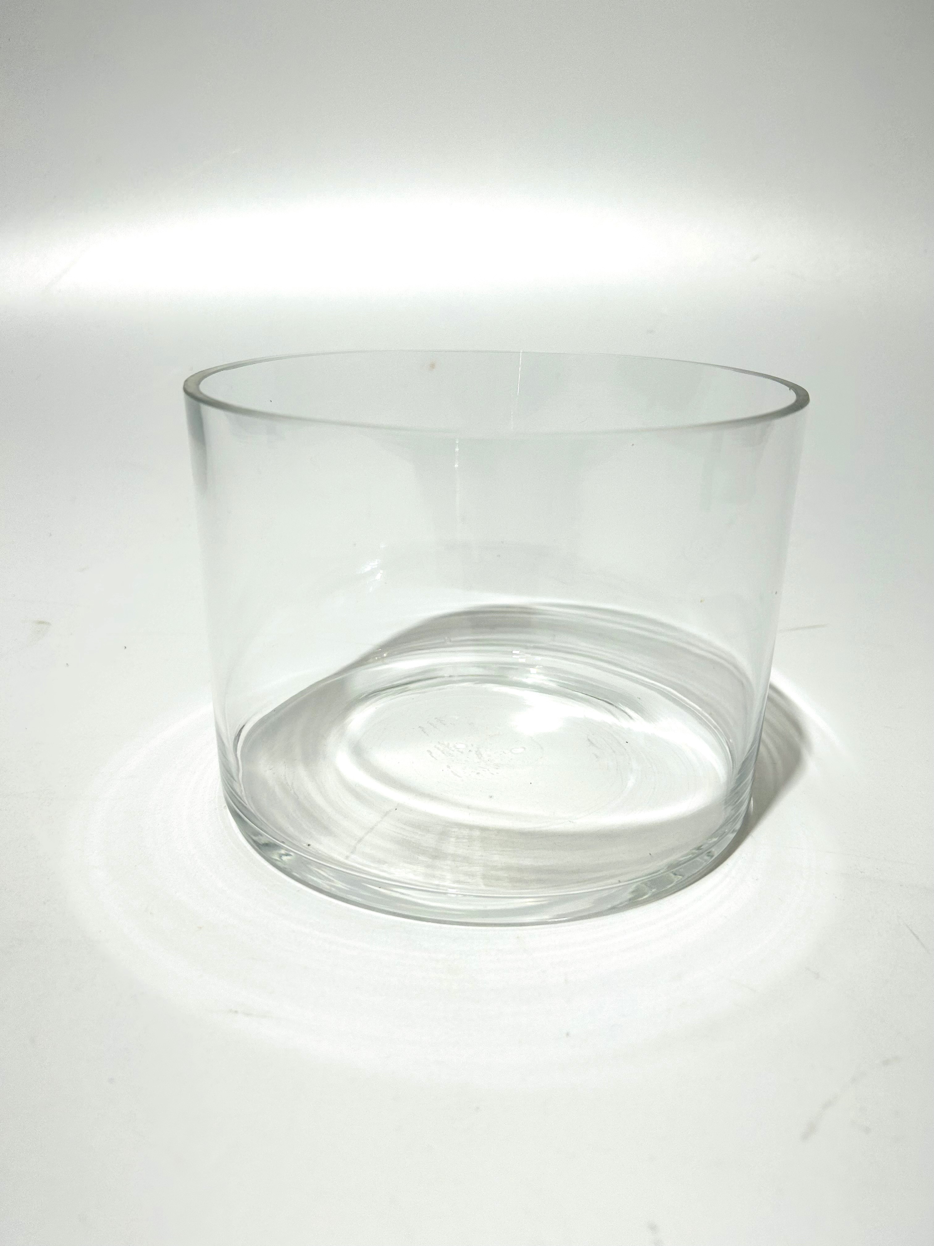 VASE, Clear Glass Cylinder 17cmD x 12cmH